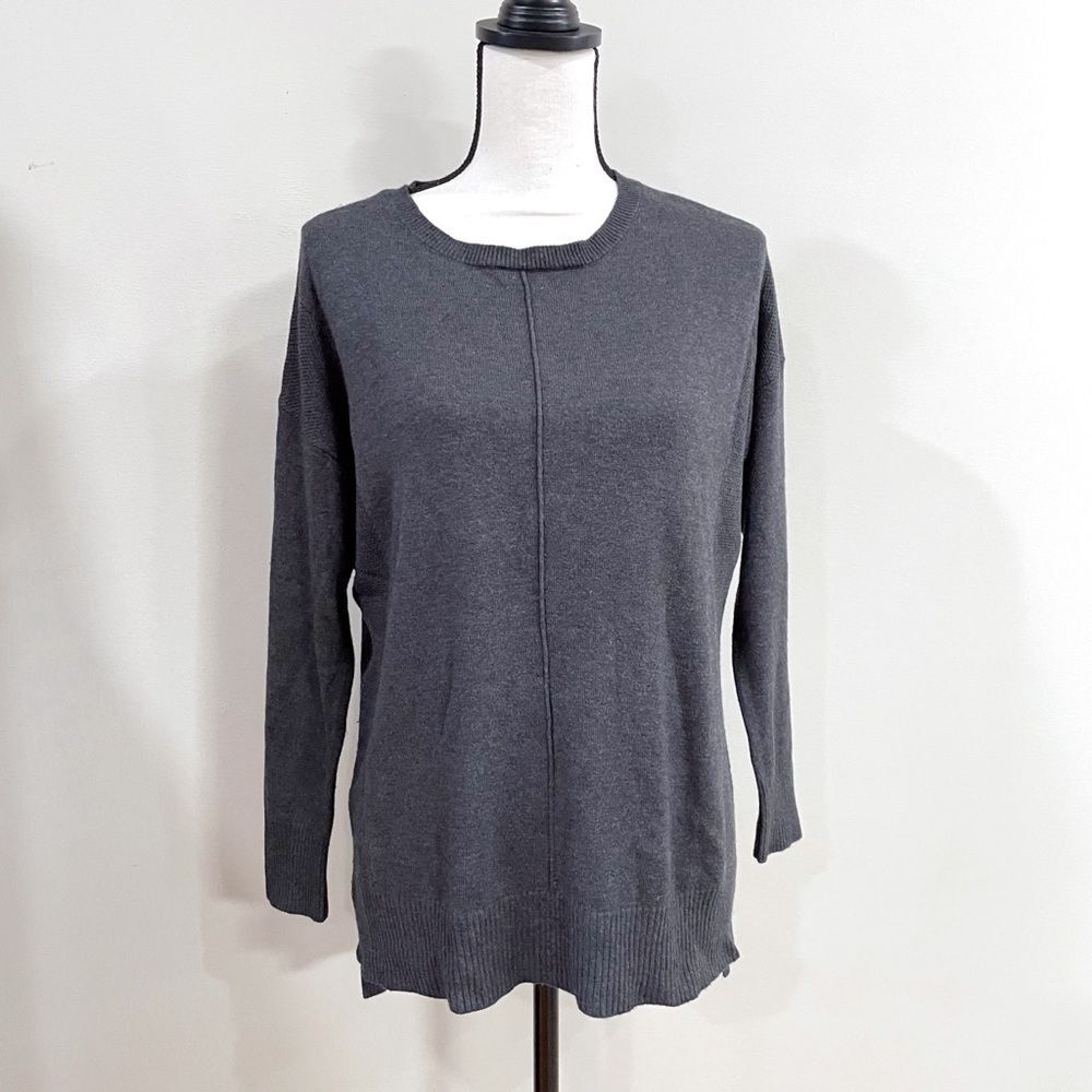 Magaschoni Gray Knit Sweater Luxury Designer Pullover Crewneck, Women Small